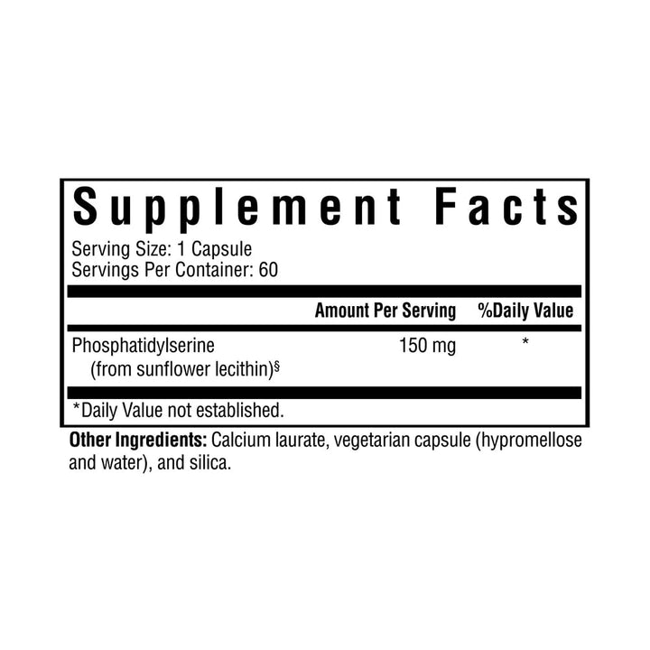 Seeking Health Phosphatidylserine - Brain Support Supplement with Sunflower Oil & Phospholipids - Vegetarian & Gluten - Free Capsules - 150 mg, 60 Capsules - The Oasis of Health
