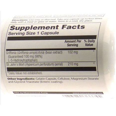 SOLARAY 5 - HTP Plus St John's Wort - 30 Enteric - Coated Capsules - 100 mg - 30 Servings - The Oasis of Health