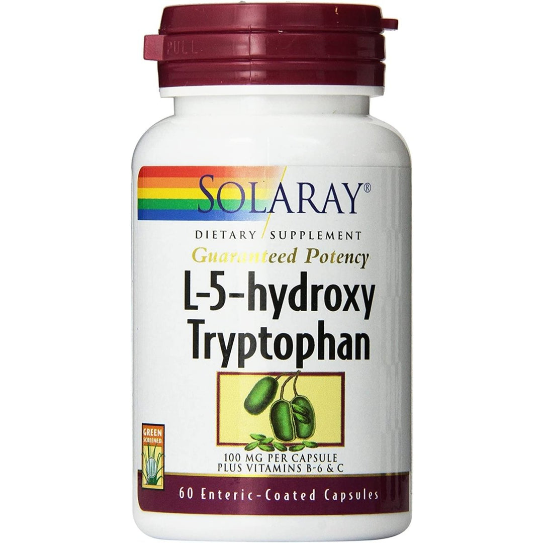 SOLARAY 5 HTP Supplement with Vitamin C & B - 6 - Sleep Supplement and Serotonin Synthesis Support - Lab Verified, 60 - Day Money - Back Guarantee - 60 Servings, 60 Enteric Coated VegCaps - The Oasis of Health