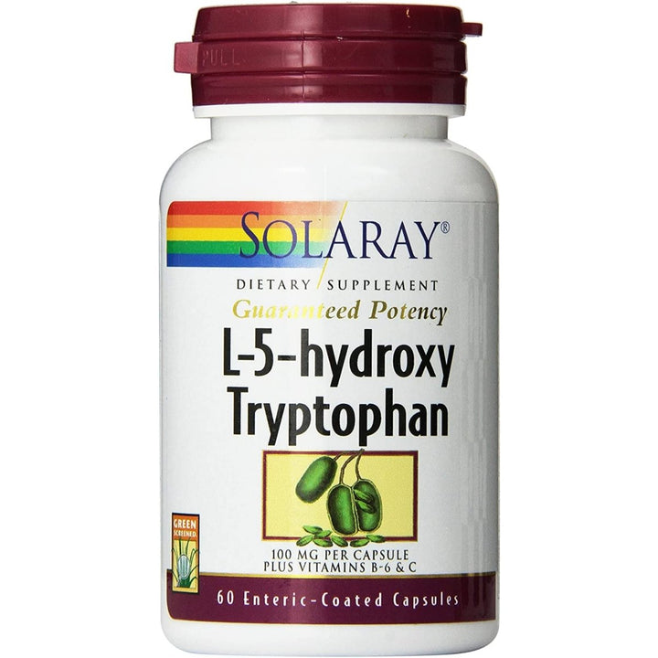 SOLARAY 5 HTP Supplement with Vitamin C & B - 6 - Sleep Supplement and Serotonin Synthesis Support - Lab Verified, 60 - Day Money - Back Guarantee - 60 Servings, 60 Enteric Coated VegCaps - The Oasis of Health