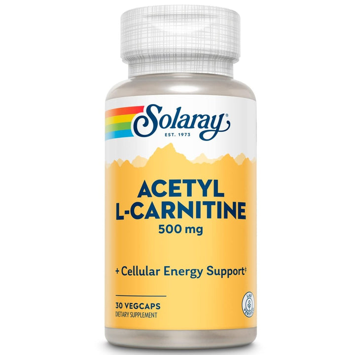 SOLARAY Acetyl L - Carnitine 500mg - Boost Cellular Energy, Memory, Mood, and Heart Health - 30 VegCaps - The Oasis of Health