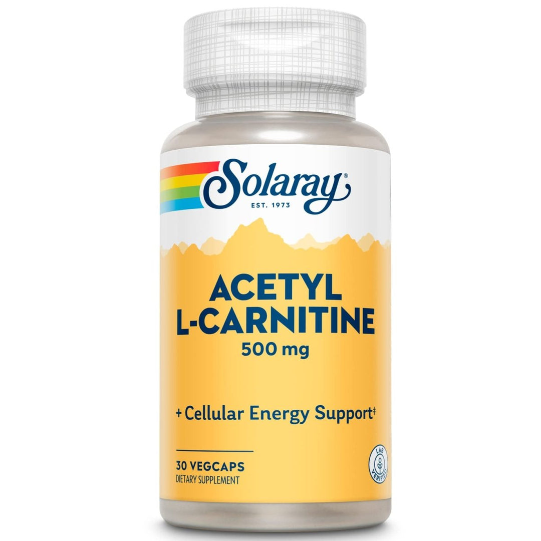 SOLARAY Acetyl L - Carnitine 500mg - Boost Cellular Energy, Memory, Mood, and Heart Health - 30 VegCaps - The Oasis of Health