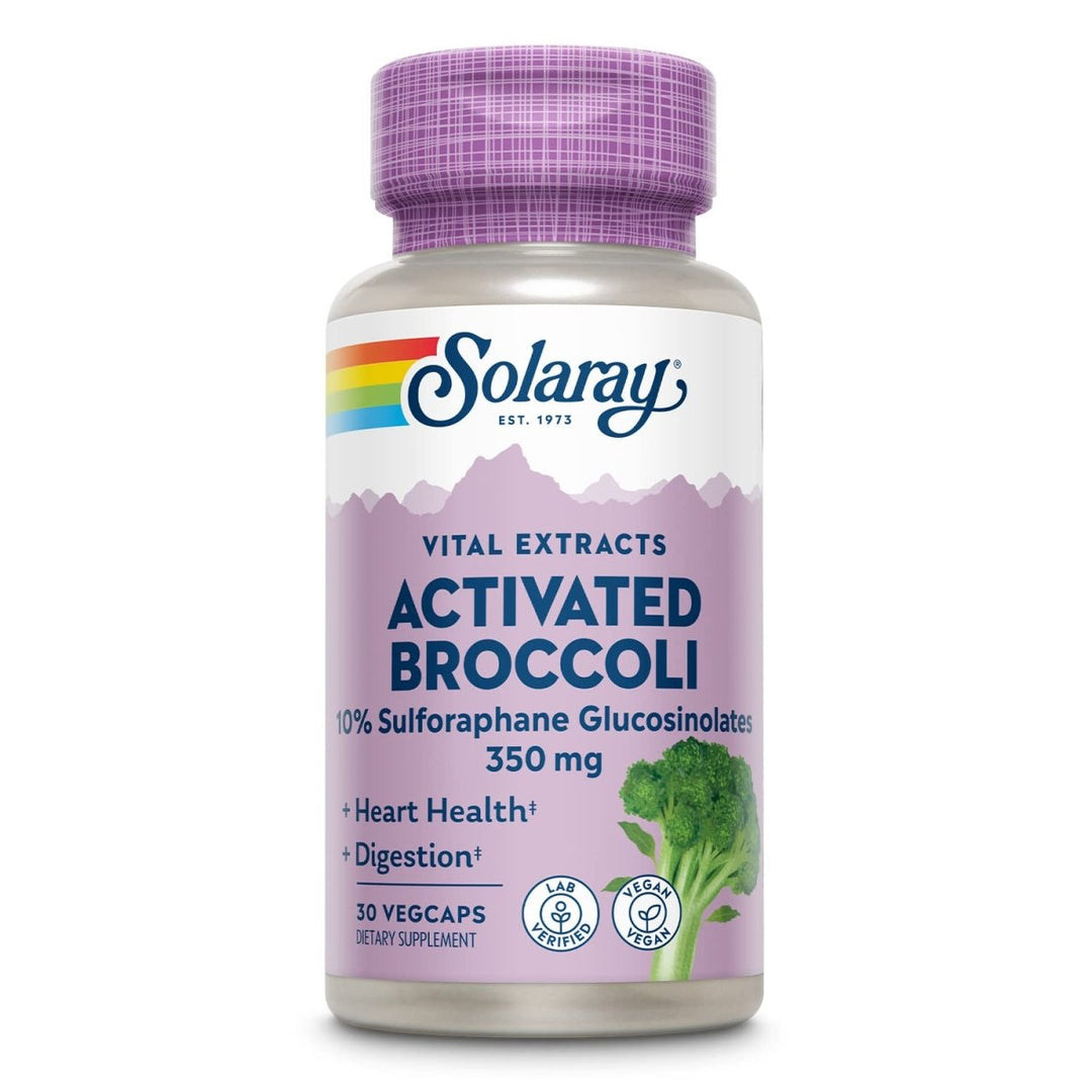 SOLARAY Activated Broccoli Seed Extract 350 mg, 10% Sulforaphane Glucosinolates for Antioxidant Support, Heart Health and Digestive Support, Vegan and Lab Verified, 30 Servings, 30 VegCaps - The Oasis of Health