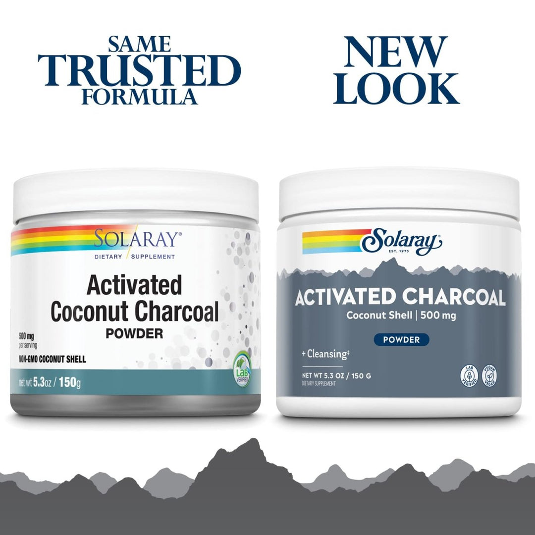 SOLARAY Activated Coconut Charcoal Powder - Support Healthy Cleansing & Digestive Tract in 500 mg, 300 Servings - The Oasis of Health
