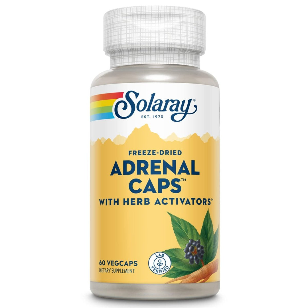 SOLARAY Adrenal Caps Freeze Dried, Veg Cap (Btl - Plastic) 170mg 60ct - The Oasis of Health