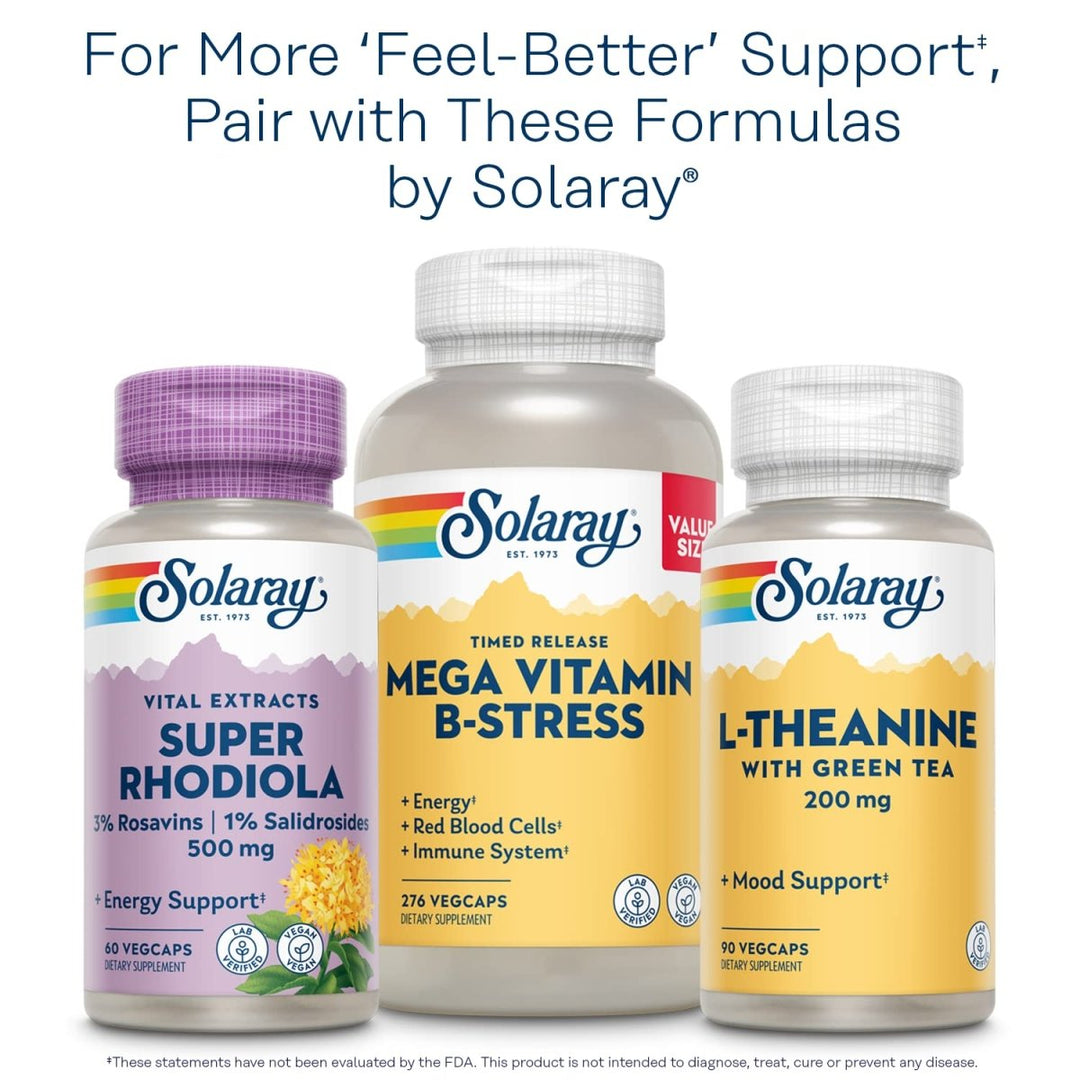 SOLARAY Adrenal Caps Freeze Dried, Veg Cap (Btl - Plastic) 170mg 60ct - The Oasis of Health