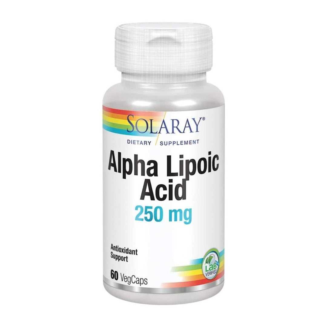 SOLARAY Alpha Lipoic Acid 250 mg - 60 VegCaps - Healthy Antioxidant Activity & Energy Support - Non - GMO & Vegan - The Oasis of Health