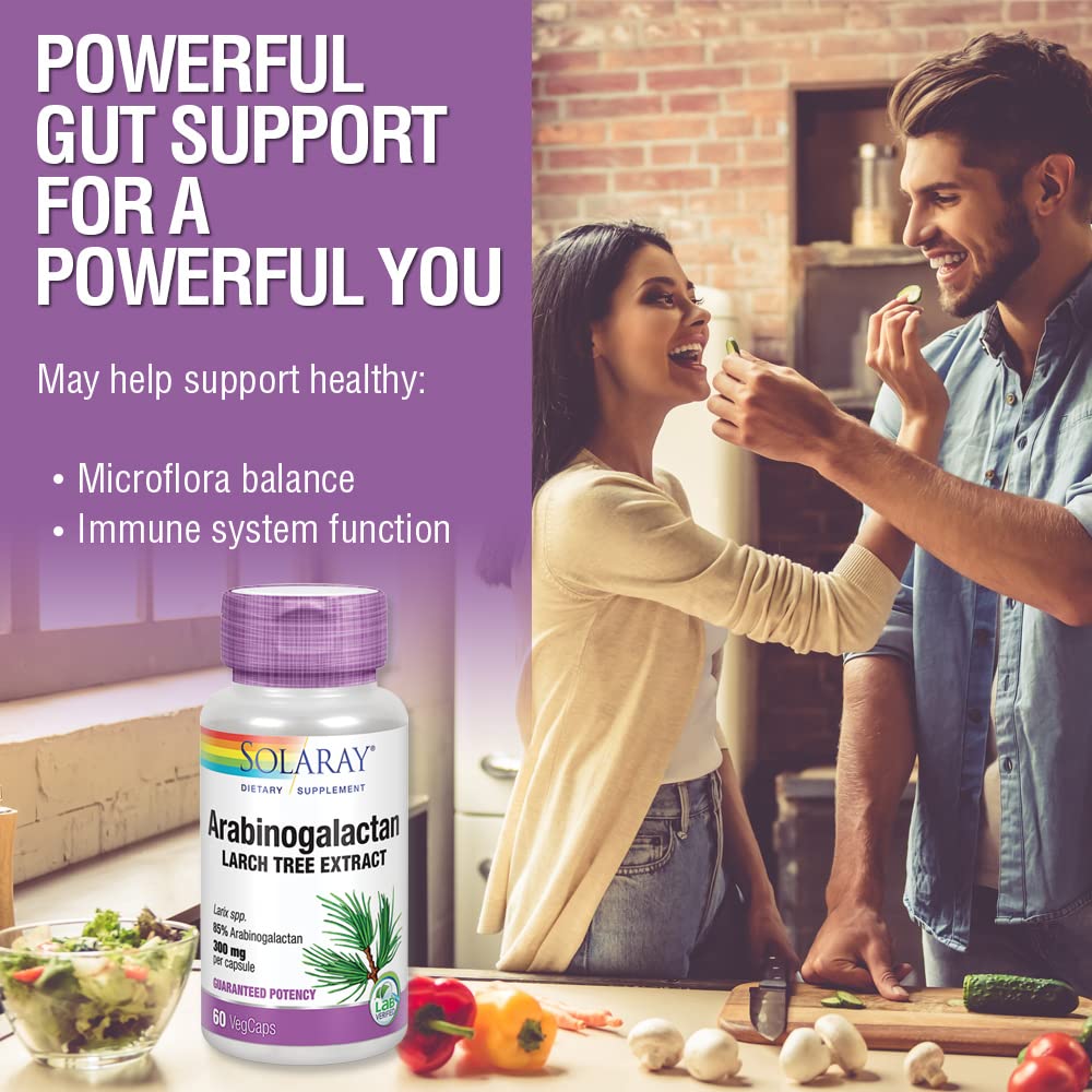 SOLARAY Arabinogalactan, Larch Tree Extract 300mg - 60 VegCaps - The Oasis of Health