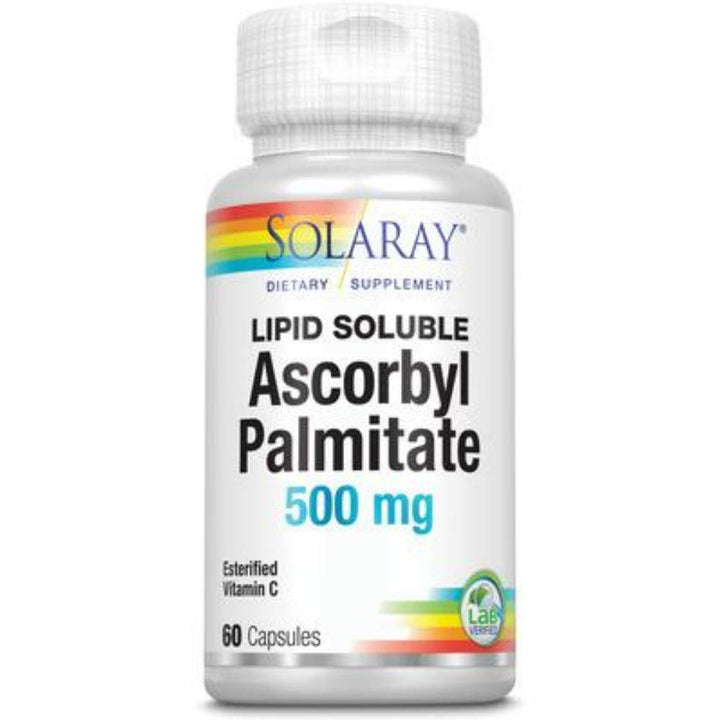 SOLARAY Ascorbyl Palmitate Vitamin C 500mg | Antioxidant, Immune Function, Bone, Joint & Nerve Health Support | 60 Caps - The Oasis of Health