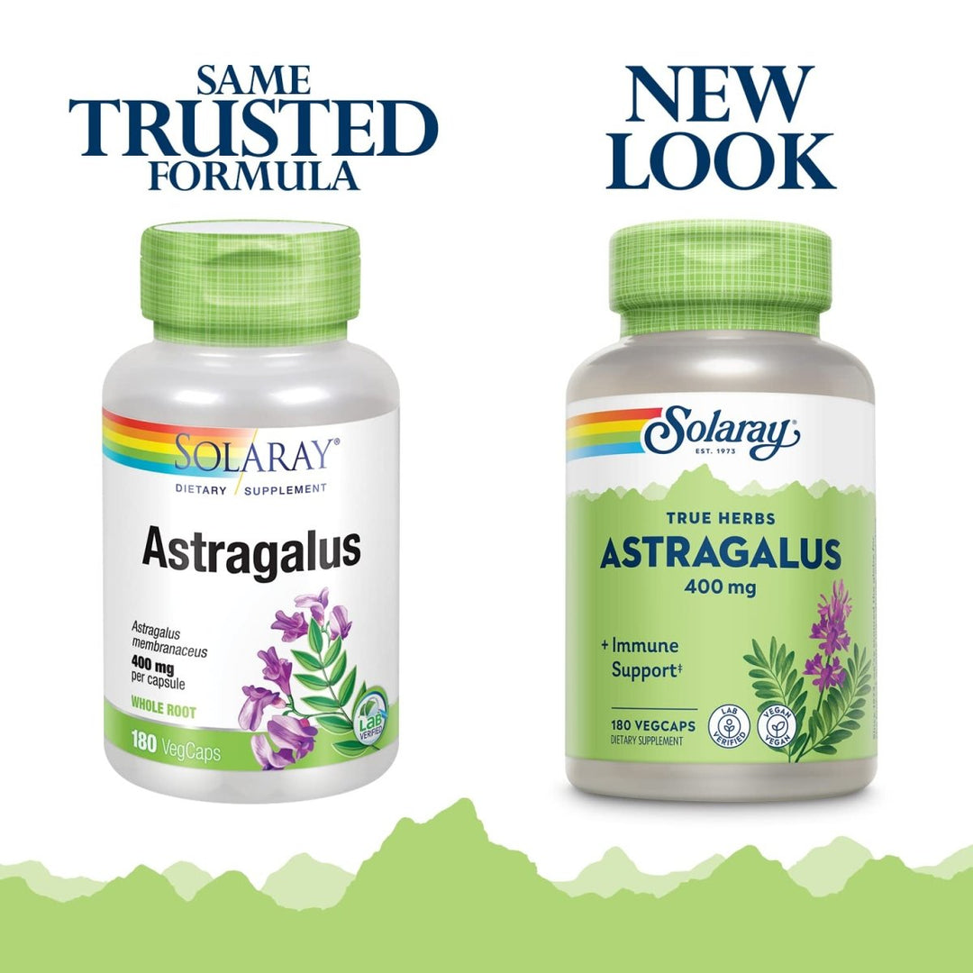 SOLARAY Astragalus Root 400mg | Healthy Immune Function & Stress Support | Adaptogen Herb | Non - GMO, Vegan & Lab Verified | 180 VegCaps - The Oasis of Health