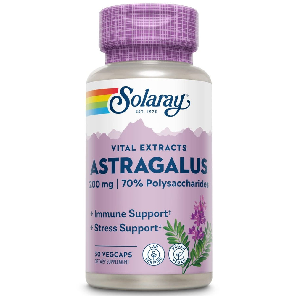 SOLARAY Astragalus Root Extract 200 mg | Adaptogenic & Healthy Immune Function & Stress Support | Non - GMO | 30 VegCaps - The Oasis of Health