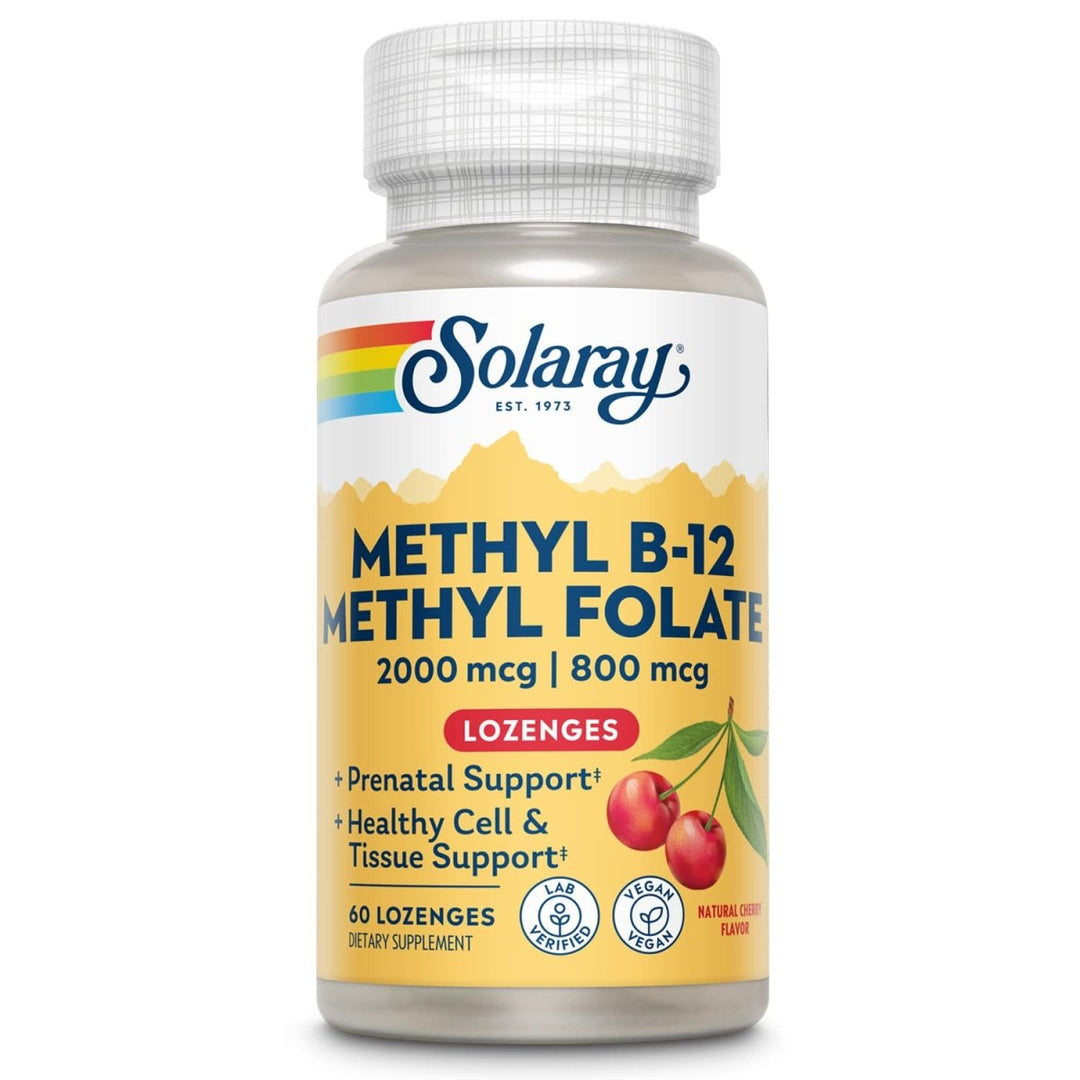 SOLARAY B - 12 + Methyl Folate Lozenges | 60 Count - The Oasis of Health