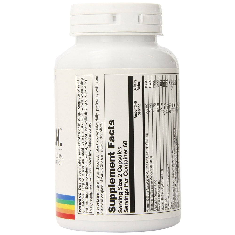 Solaray B - Stress PM Supplement | Comprehensive B - Vitamin Complex with Relaxation Support | 120 Capsules 04231 - The Oasis of Health