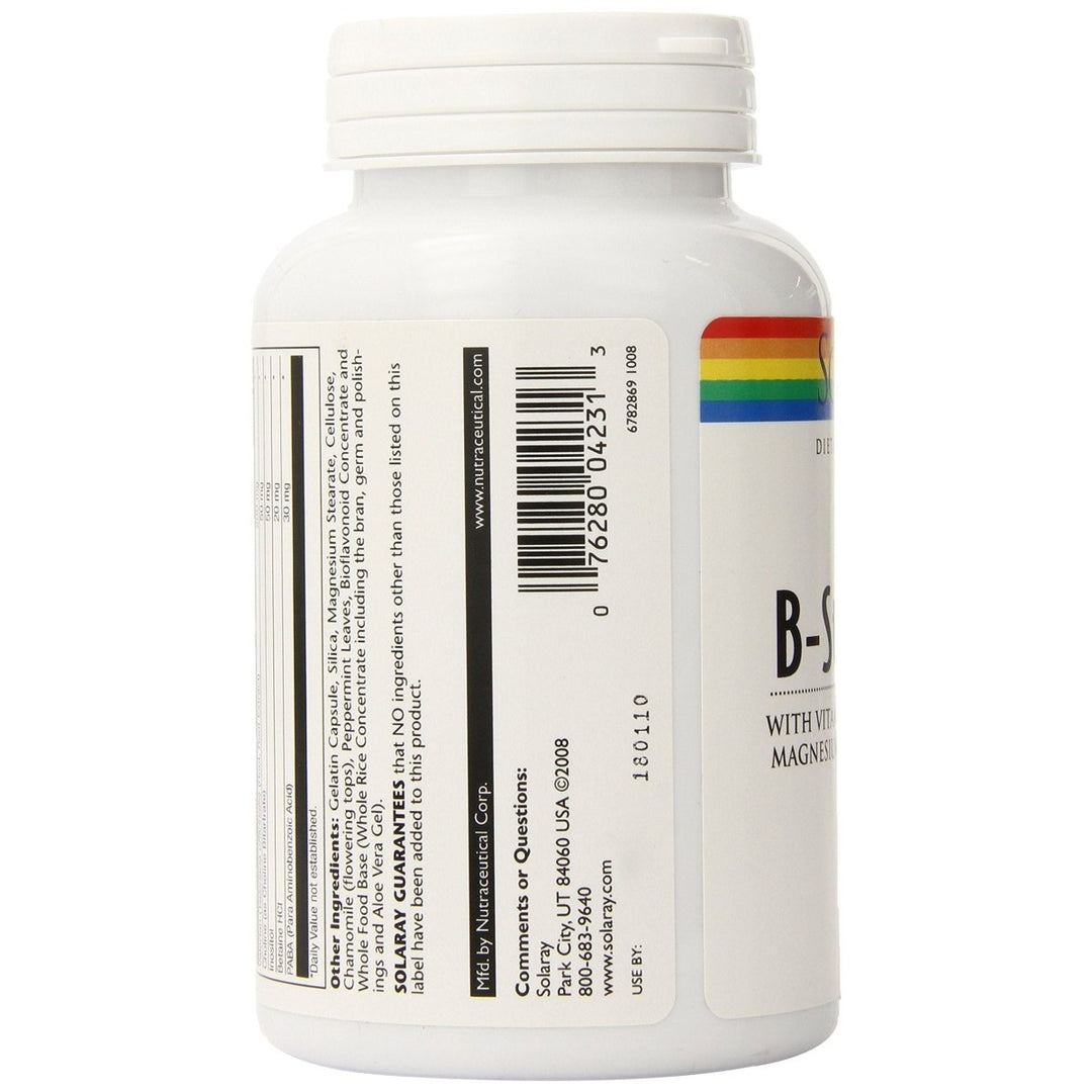 Solaray B - Stress PM Supplement | Comprehensive B - Vitamin Complex with Relaxation Support | 120 Capsules 04231 - The Oasis of Health