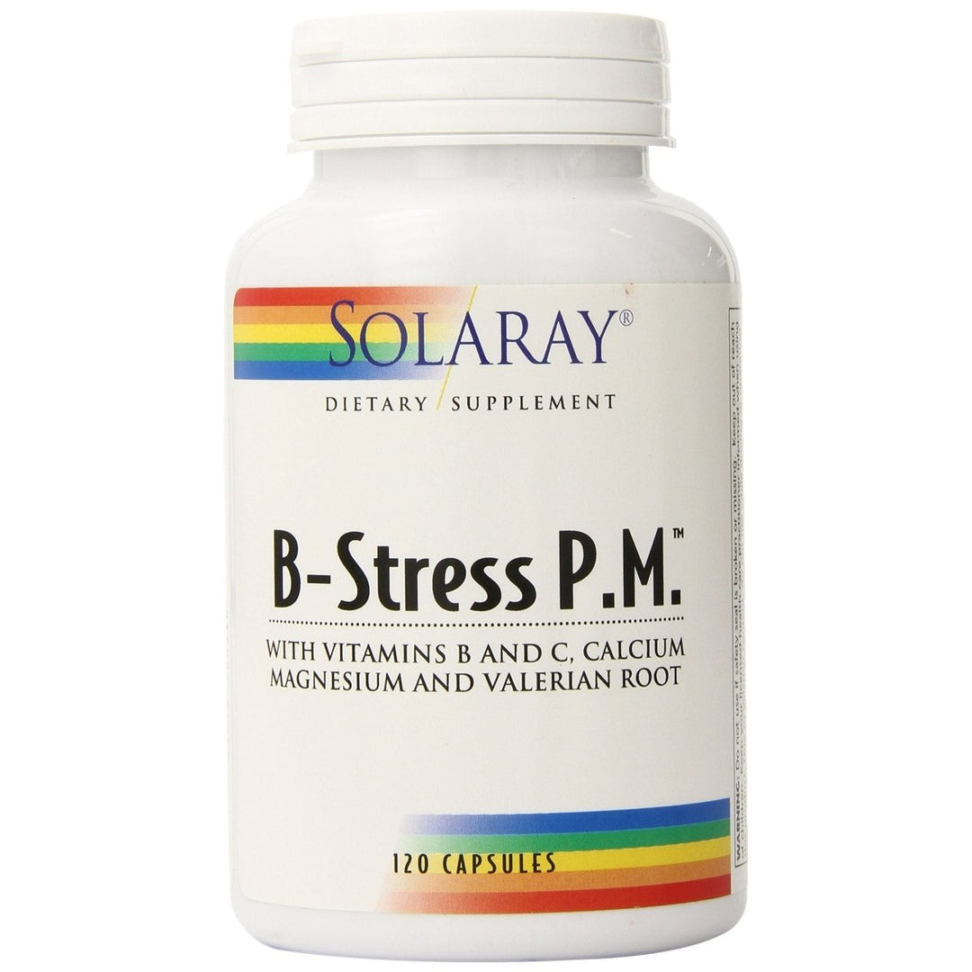 Solaray B - Stress PM Supplement | Comprehensive B - Vitamin Complex with Relaxation Support | 120 Capsules 04231 - The Oasis of Health