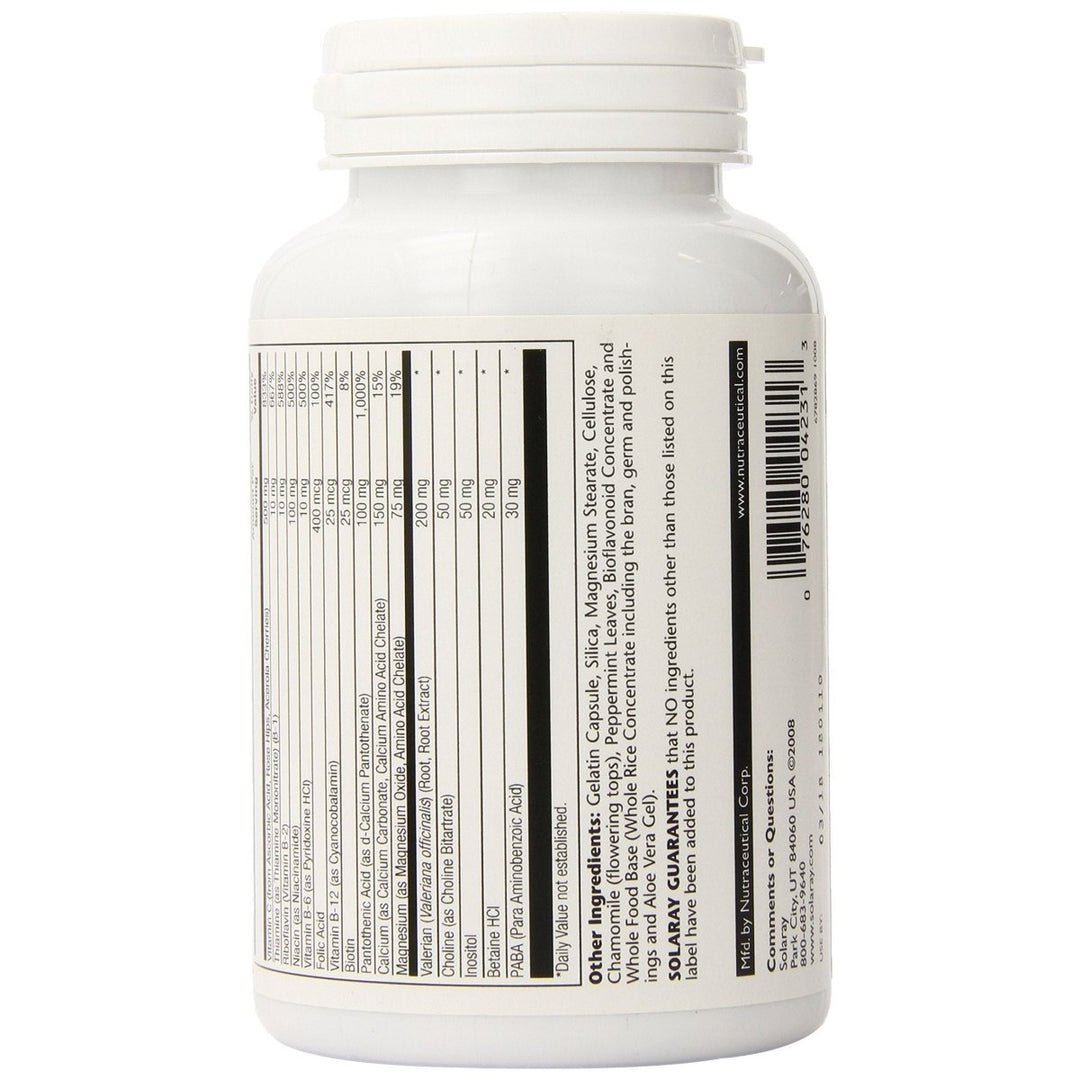 Solaray B - Stress PM Supplement | Comprehensive B - Vitamin Complex with Relaxation Support | 120 Capsules 04231 - The Oasis of Health