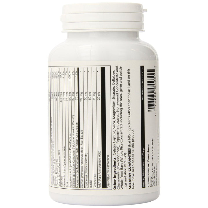 Solaray B - Stress PM Supplement | Comprehensive B - Vitamin Complex with Relaxation Support | 120 Capsules 04231 - The Oasis of Health