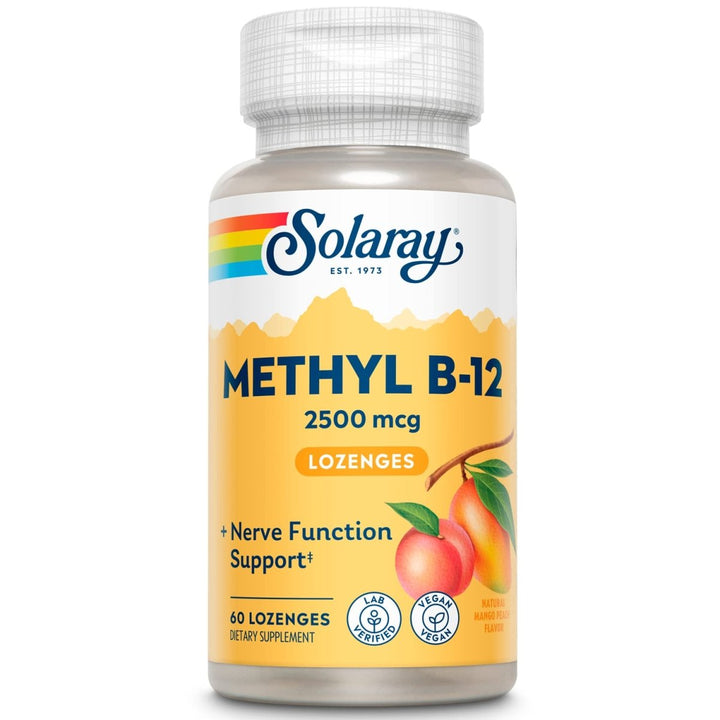 SOLARAY B12 Methyl Lozenge Supplement - 2500mcg, 60 Count - The Oasis of Health