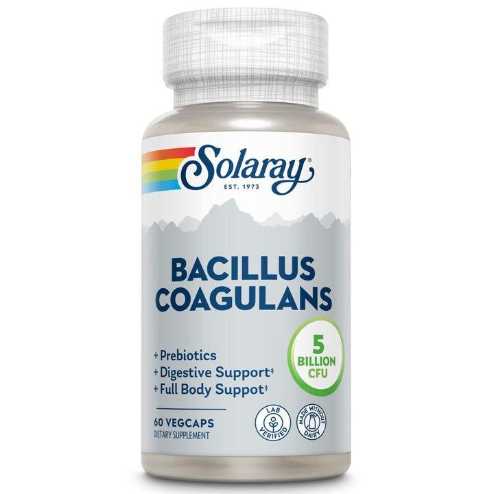 SOLARAY Bacillus Coagulans Probiotic, Shelf Stable | Full Body Support | 5 Bill. CFUs & Prebiotics, 60 VegCaps, 30 Serv. - The Oasis of Health