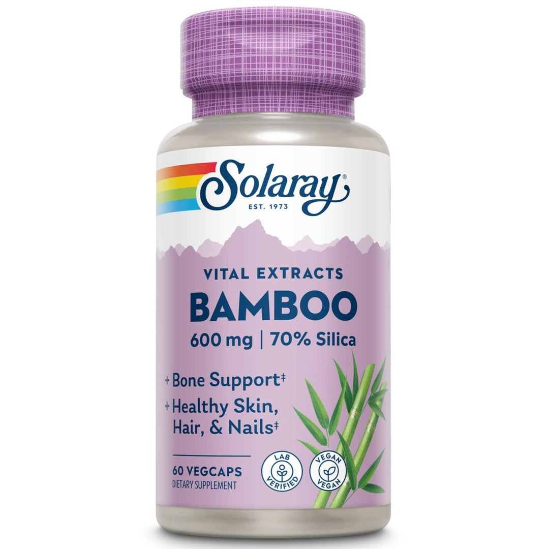 Solaray Bamboo Stem Extract 600mg | Healthy Hair, Skin, Nails, Bones & Connective Tissue Support | Non - GMO, Vegan & Lab Verified | 60 VegCaps - The Oasis of Health