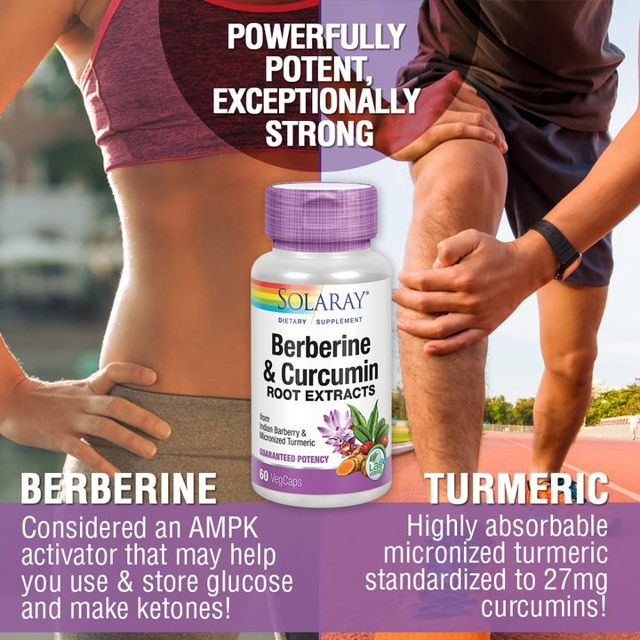 Solaray Berberine & Curcumin Root Extracts - Digestive, Cardiovascular & Metabolic Function Support - 60 VegCaps - The Oasis of Health