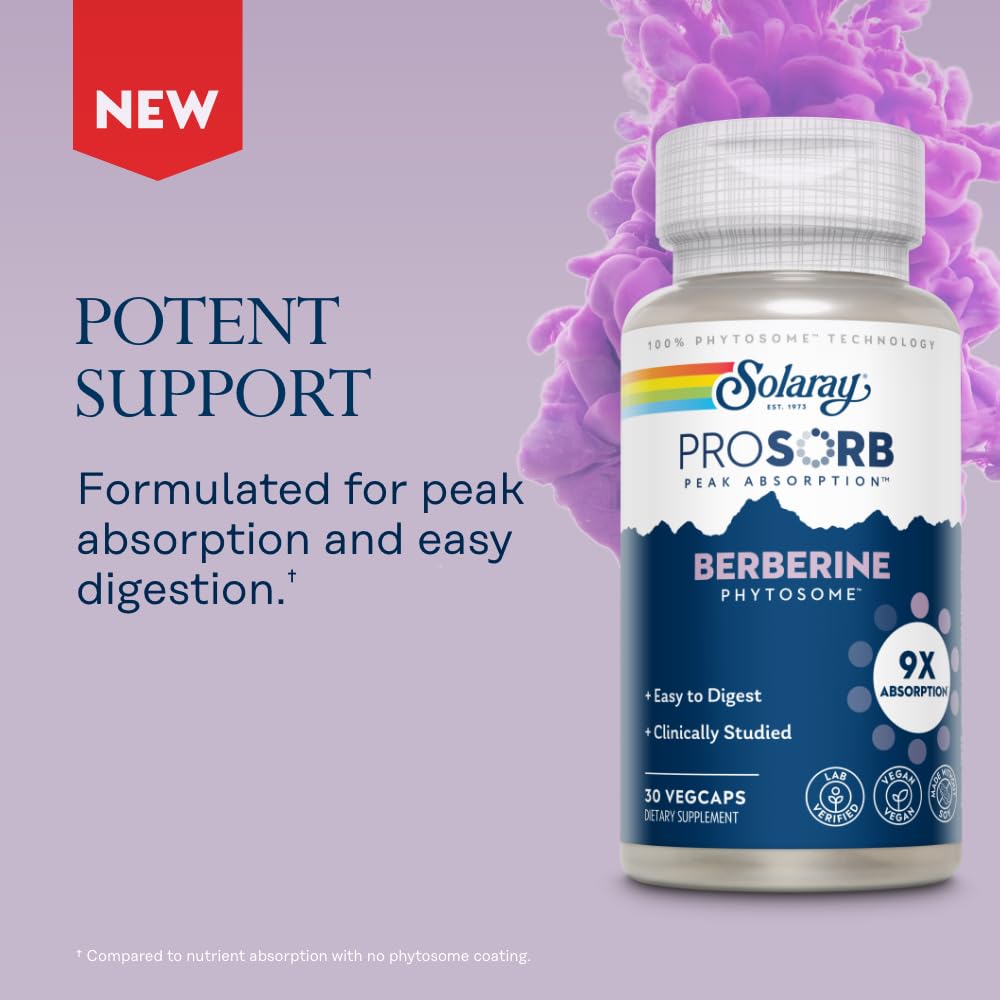 SOLARAY Berberine Phytosome - 30 Servings, 30 VegCaps 77327 - The Oasis of Health