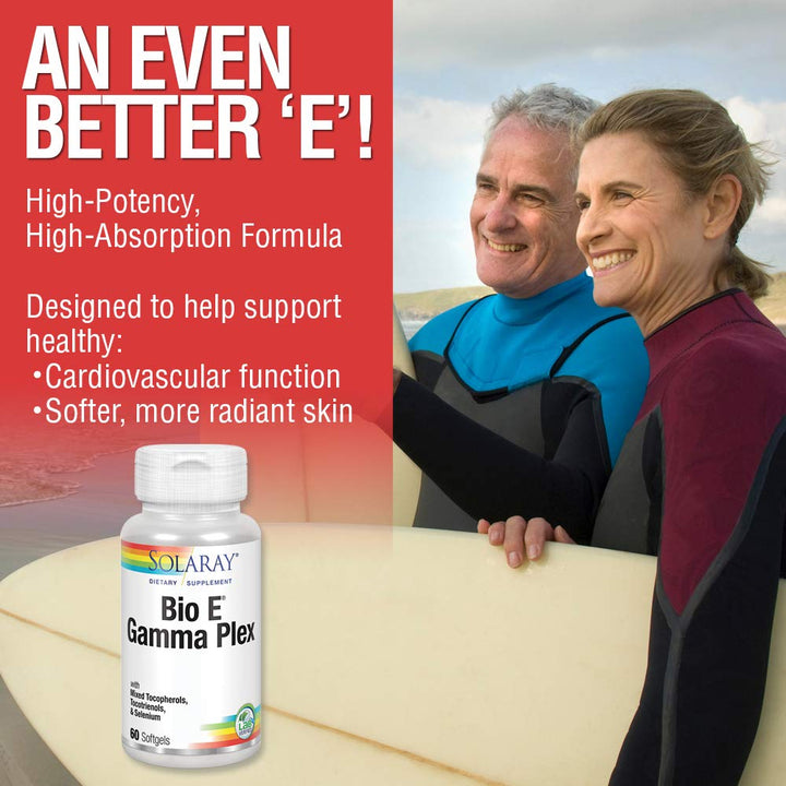 SOLARAY Bio E Gamma Plex | Vitamin E with Natural Tocopherol Blend for Healthy Antioxidant Support | 60 Softgels, 30 Serv - The Oasis of Health
