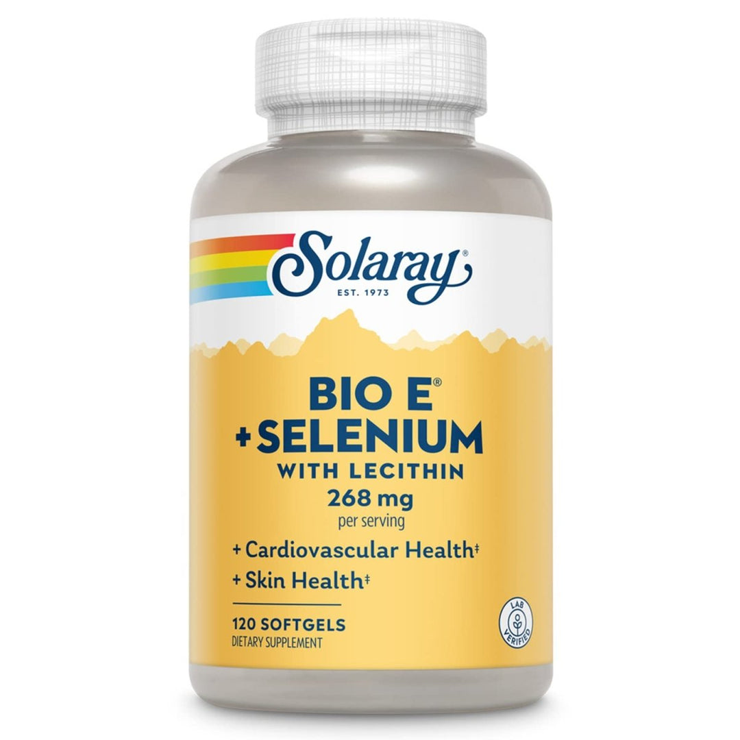 Solaray Bio Vitamin E with Selenium, Vitamin E 400 IU Softgels Plus Selenium 100 mcg, Antioxidants Supplement for Healthy Skin and Heart Support, High Absorption, Lab Verified, 60 - Day Guarantee, 60 Servings, 120 Softgels - The Oasis of Health