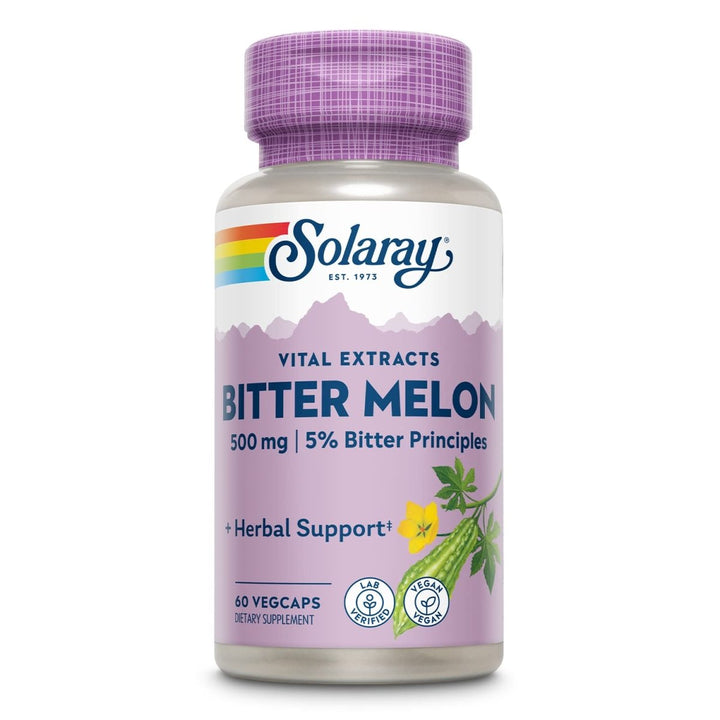 SOLARAY Bitter Melon Fruit Extract 500mg 5% Bitter Principles | Lab Verified | 60 VegCaps - The Oasis of Health
