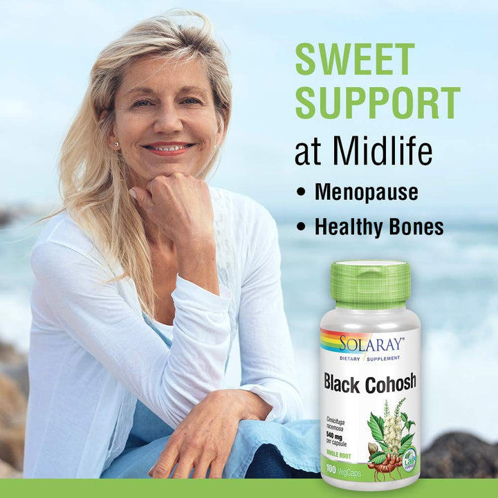 SOLARAY Black Cohosh 540 mg - Women's Health & Menopause Support - 100 VegCaps - The Oasis of Health