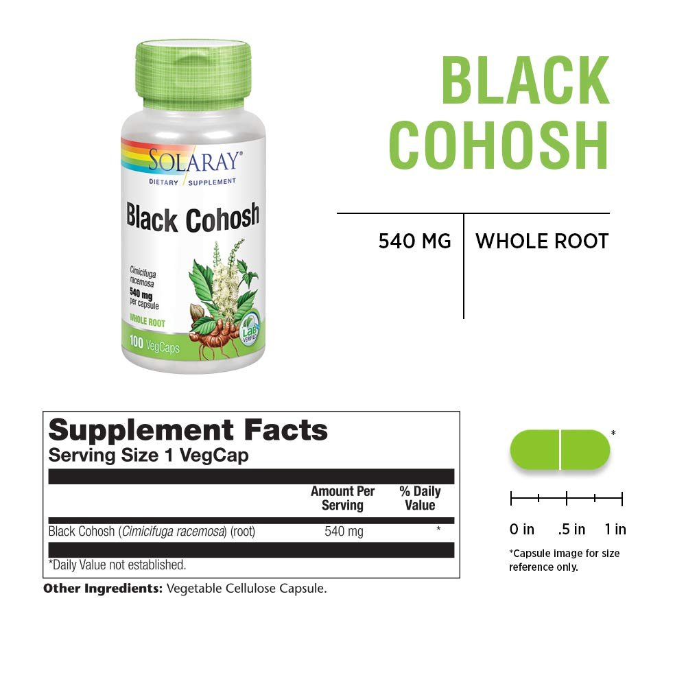 SOLARAY Black Cohosh 540 mg - Women's Health & Menopause Support - 100 VegCaps - The Oasis of Health