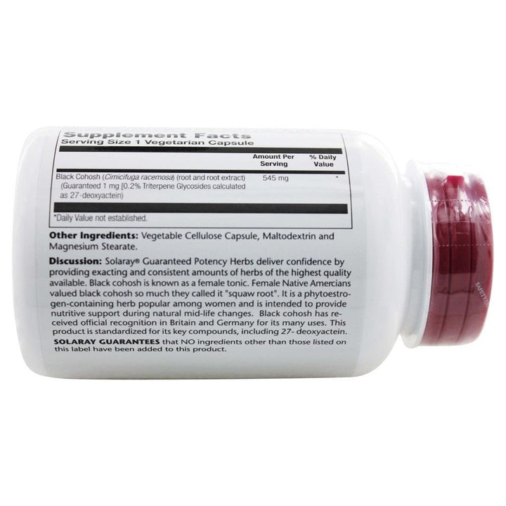 Solaray Black Cohosh Root and Root Extract - 545 mg - 120 Vegetarian Capsules - The Oasis of Health