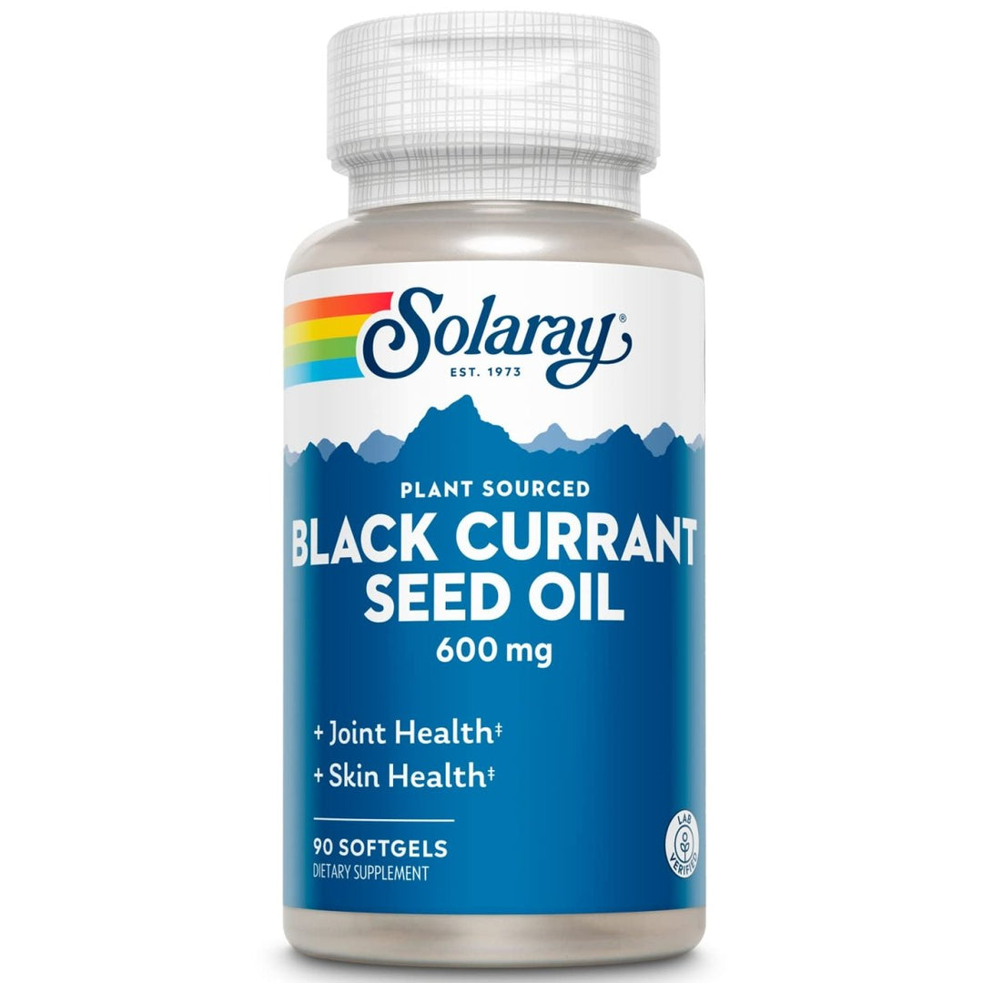 SOLARAY Black Currant Seed Oil 600 mg Gamma Linolenic Acid (GLA) Healthy Skin, Hair, Joints, Vascular & Immune Function Support 90 Softgels - The Oasis of Health