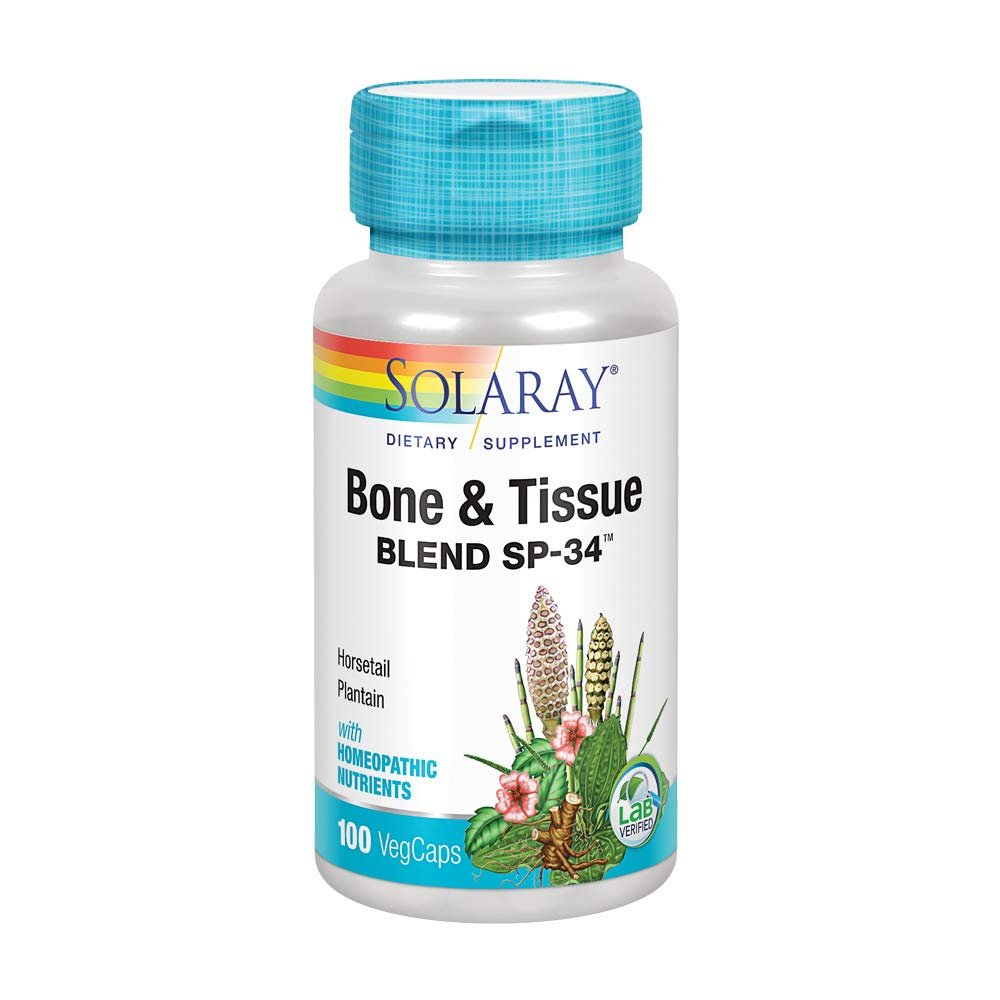 Solaray Bone and Tissue Blend SP - 34 | Herbal Blend w/Cell Salt Nutrients for Healthy Bones & Connective Tissues Support | 50 Servings | 100 VegCaps - The Oasis of Health