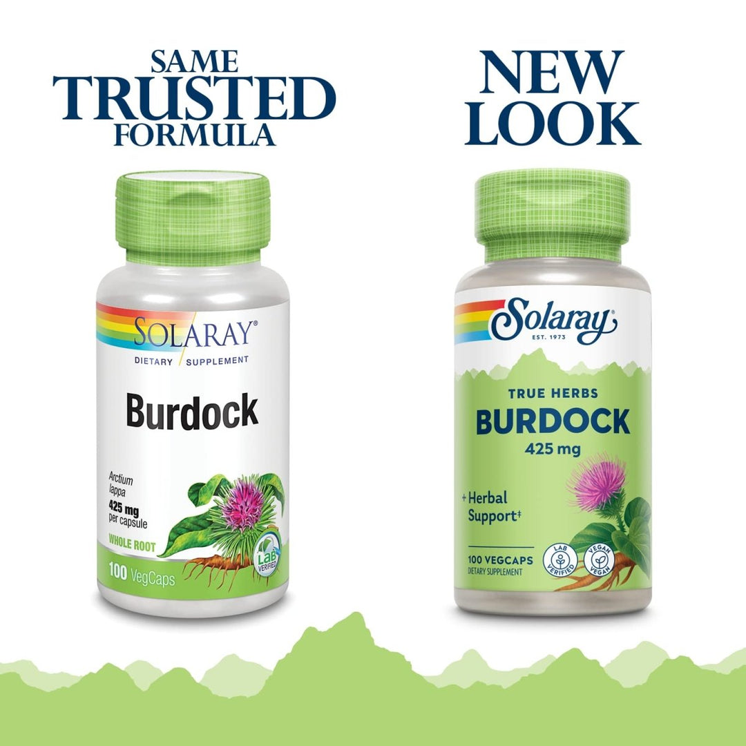 SOLARAY Burdock Root 425 mg | Healthy Liver, Kidney, Digestion, Circulation, Joint & Skin Support | Antioxidant Activity | Non - GMO | 100 VegCaps - The Oasis of Health