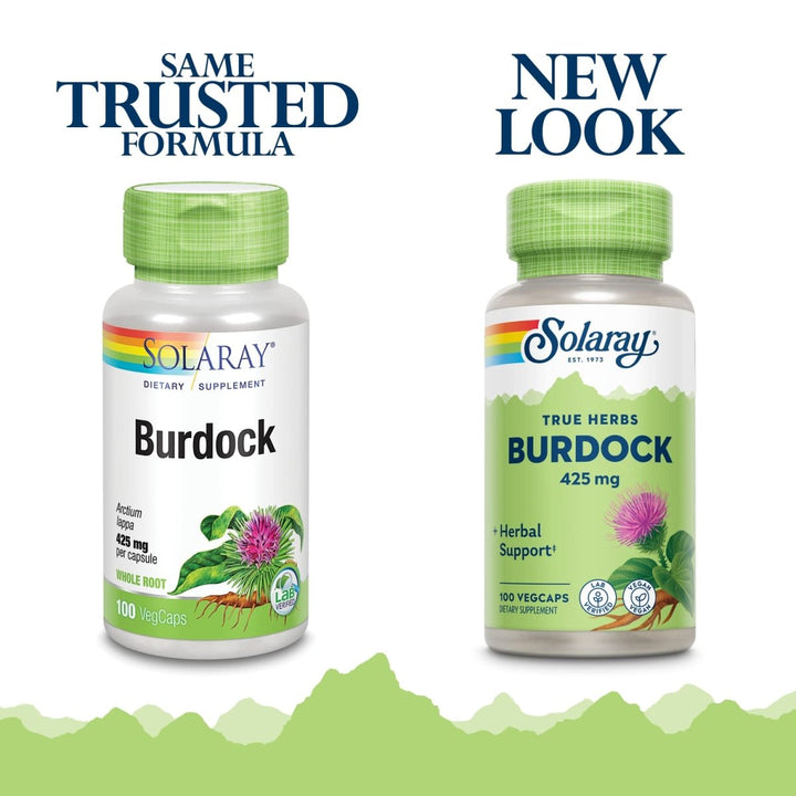 SOLARAY Burdock Root 425 mg | Healthy Liver, Kidney, Digestion, Circulation, Joint & Skin Support | Antioxidant Activity | Non - GMO | 100 VegCaps - The Oasis of Health