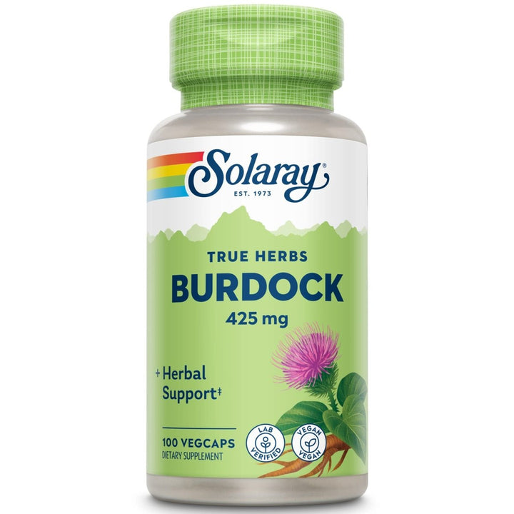 SOLARAY Burdock Root 425 mg | Healthy Liver, Kidney, Digestion, Circulation, Joint & Skin Support | Antioxidant Activity | Non - GMO | 100 VegCaps - The Oasis of Health