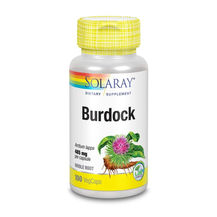SOLARAY Burdock Root 485 mg | Healthy Liver, Kidney, Digestion, Circulation, Joint & Skin Support | Non - GMO & Vegan | 100 VegCaps - The Oasis of Health