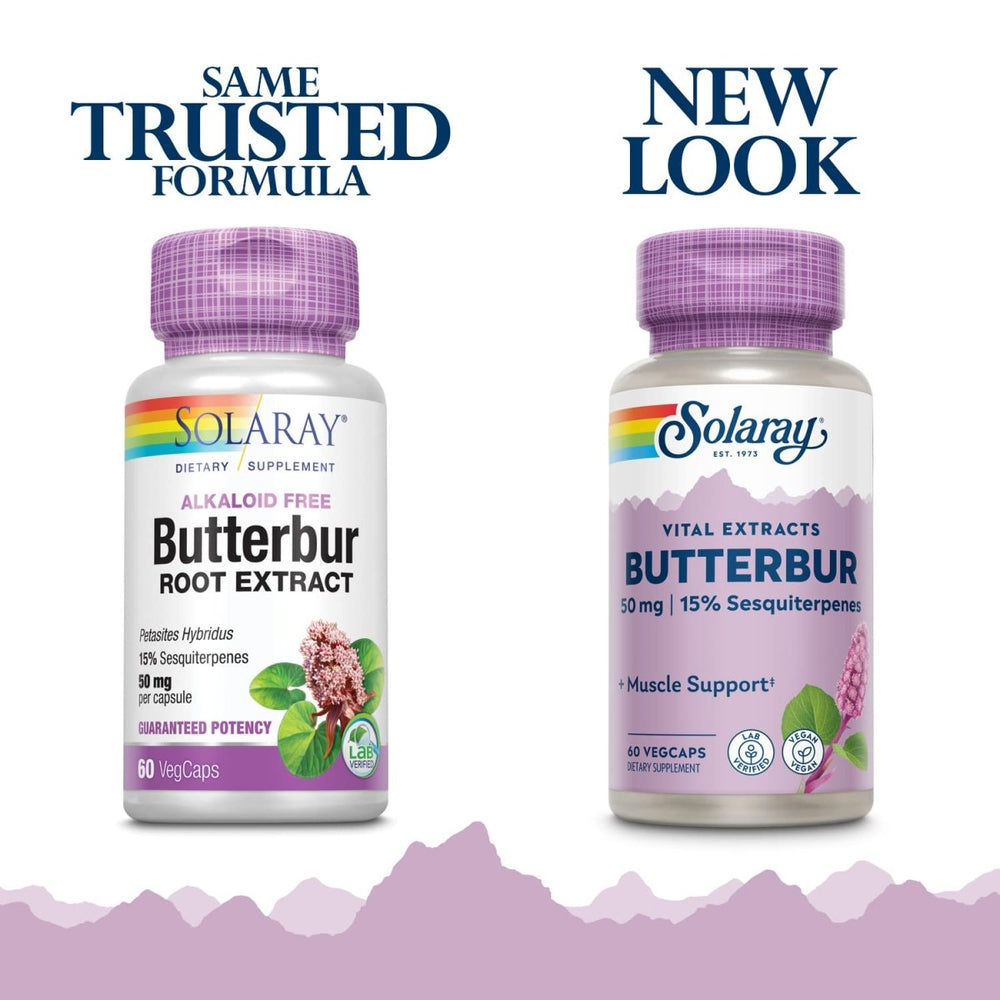 SOLARAY? Butterbur Root Extract 50mg | Support for Healthy Vascular Smooth Muscle, Blood Flow, Respiratory Function & Urinary System Health | 60ct 11664 - The Oasis of Health