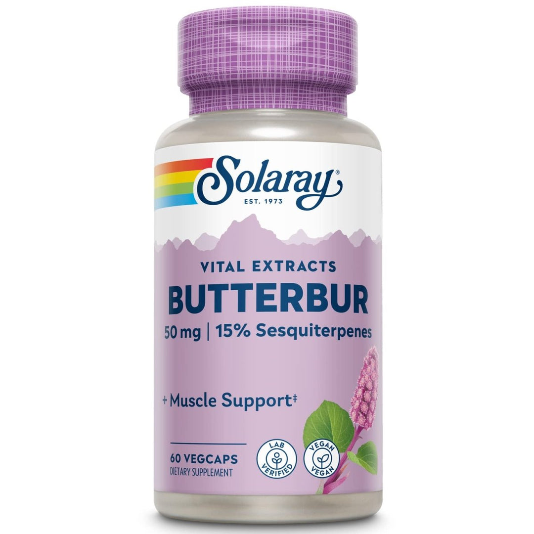 SOLARAY? Butterbur Root Extract 50mg | Support for Healthy Vascular Smooth Muscle, Blood Flow, Respiratory Function & Urinary System Health | 60ct 11664 - The Oasis of Health