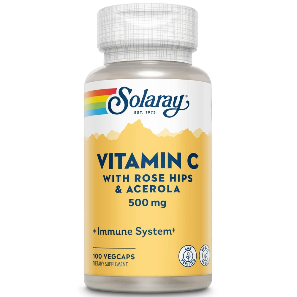 Solaray C w/Rose Hips & Acerola Buffered 500 mg - 100 Veg Caps - The Oasis of Health