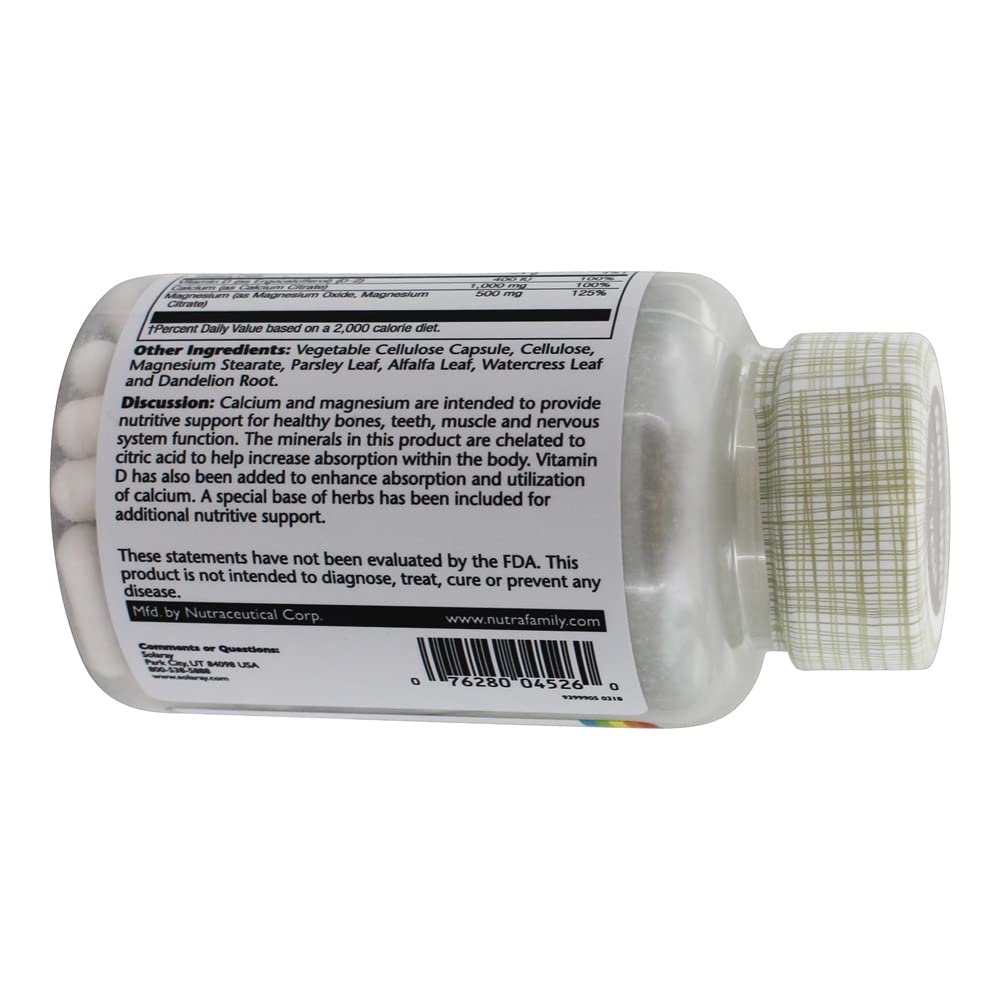 Solaray - Cal - Mag Citrate 2:1 Ratio with Vitamin D2 - 90 Vegetable Capsule(s) - The Oasis of Health