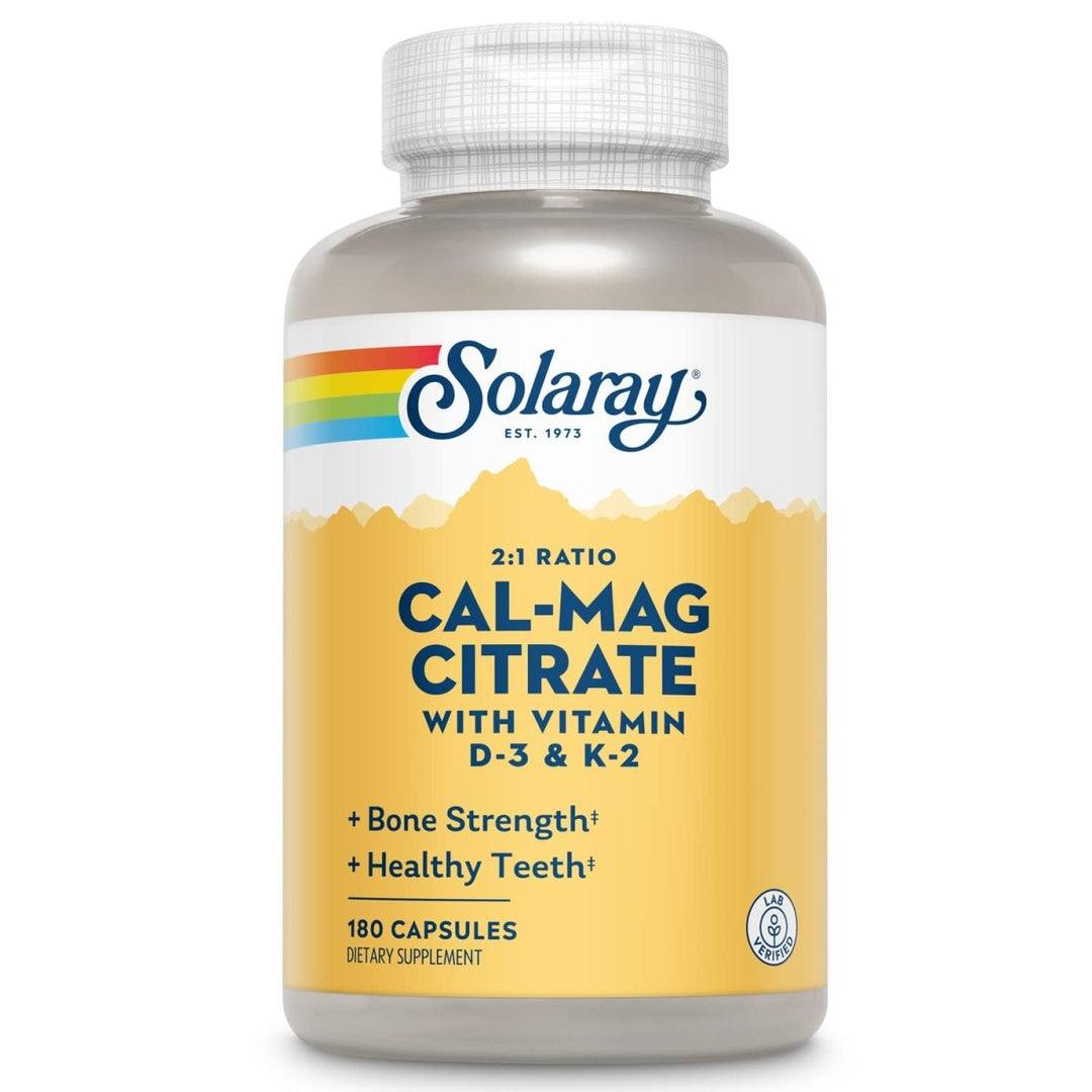 Solaray Cal - Mag Citrate 2:1 with D - 3 & K - 2 Capsules 180 Count - The Oasis of Health
