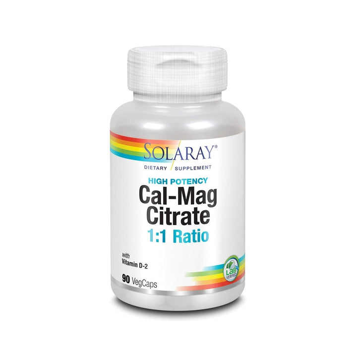 Solaray Cal - Mag Citrate w/D 2 1:1 | 90 VegCaps - The Oasis of Health