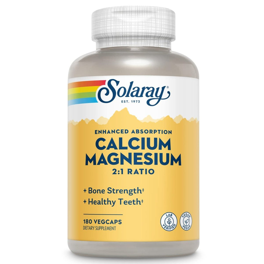 Solaray Calcium and Magnesium AAC Capsules, 180 Count (Packaging May Vary) - The Oasis of Health