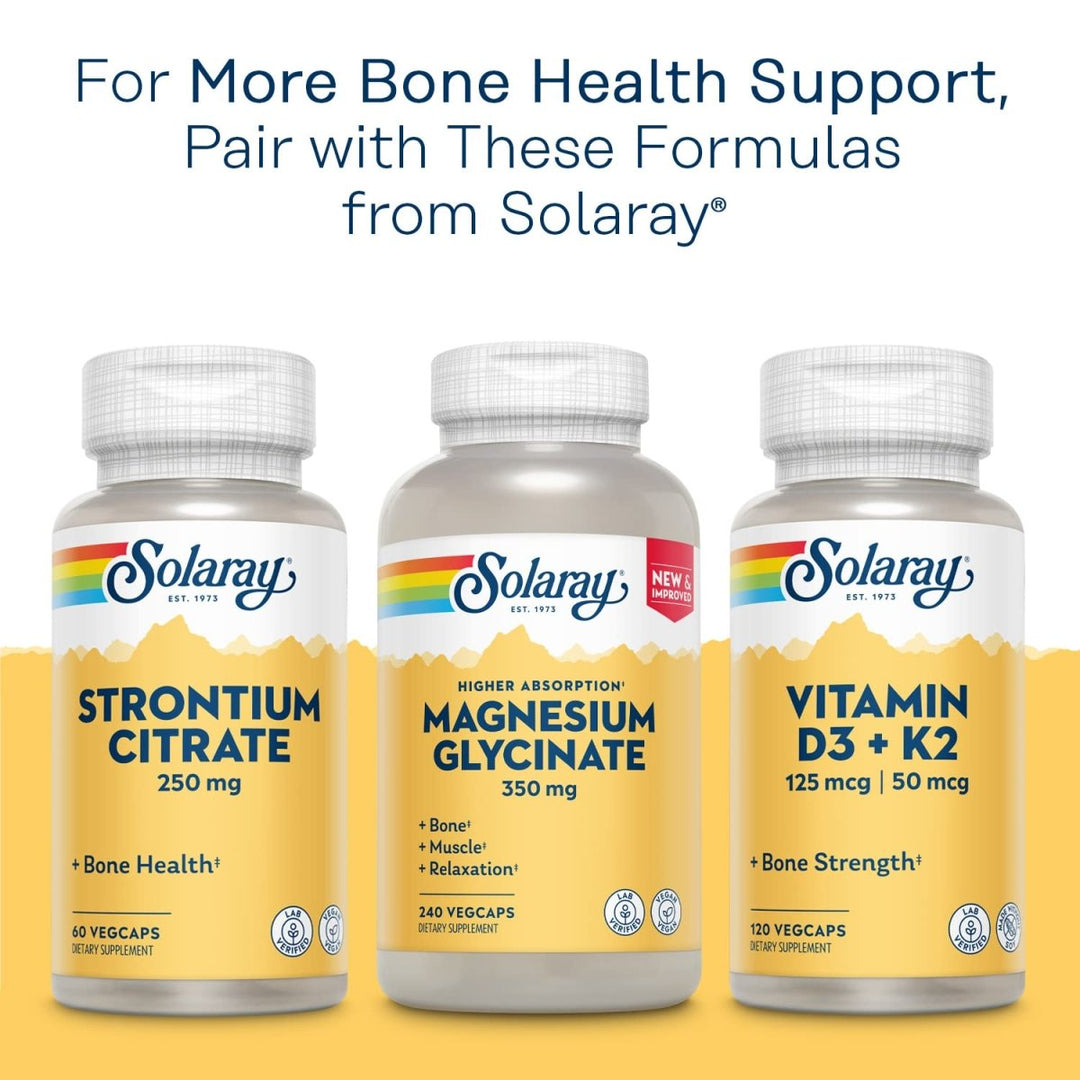 Solaray Calcium Bisglycinate 1000mg with Vitamin D - 3, Chelated Calcium Supplement for Bone Strength and Healthy Teeth Support, Enhanced Absorption and Easy to Digest, 30 Servings, 120 VegCaps - The Oasis of Health