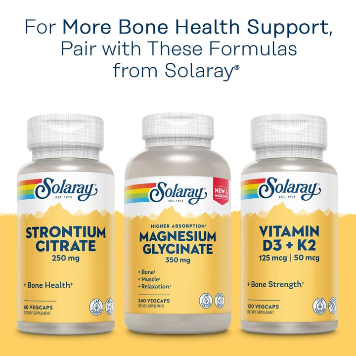 Solaray Calcium Bisglycinate 1000mg with Vitamin D - 3, Chelated Calcium Supplement for Bone Strength and Healthy Teeth Support, Enhanced Absorption and Easy to Digest, 30 Servings, 120 VegCaps - The Oasis of Health