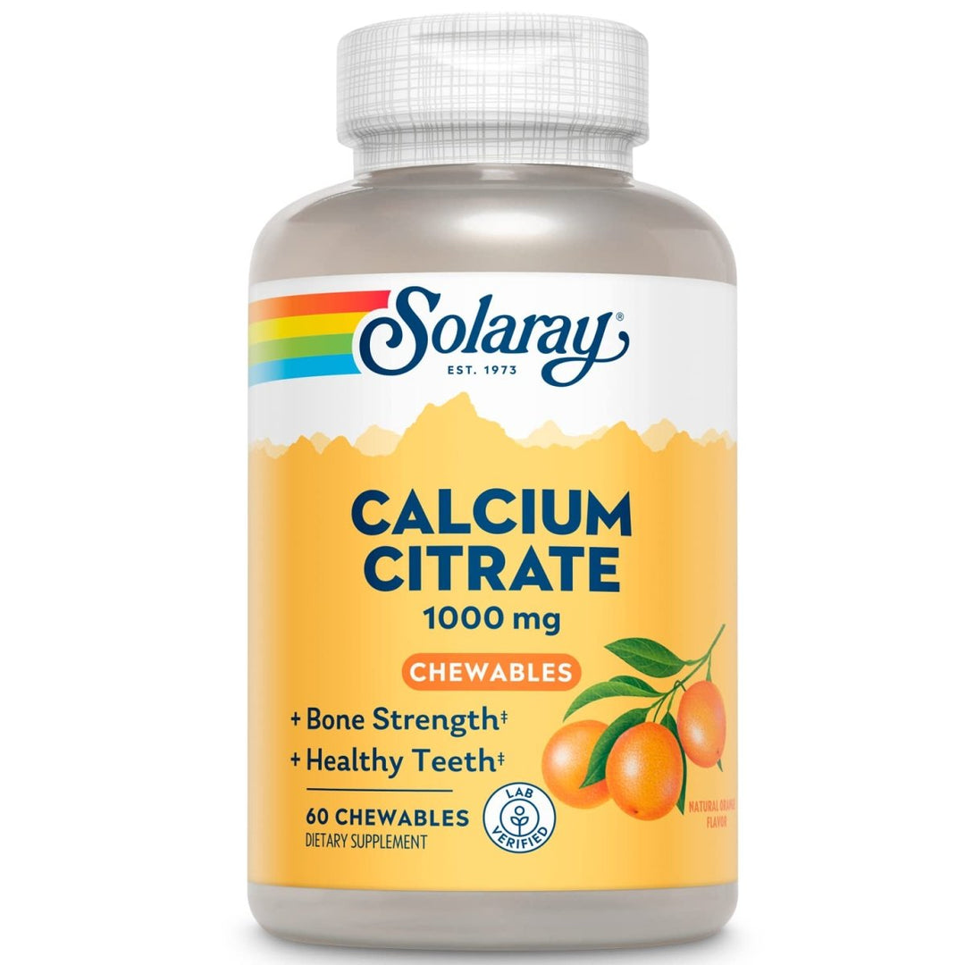 Solaray Calcium Citrate 1000 mg - Natural Orange Flavor 60 Chewables - The Oasis of Health