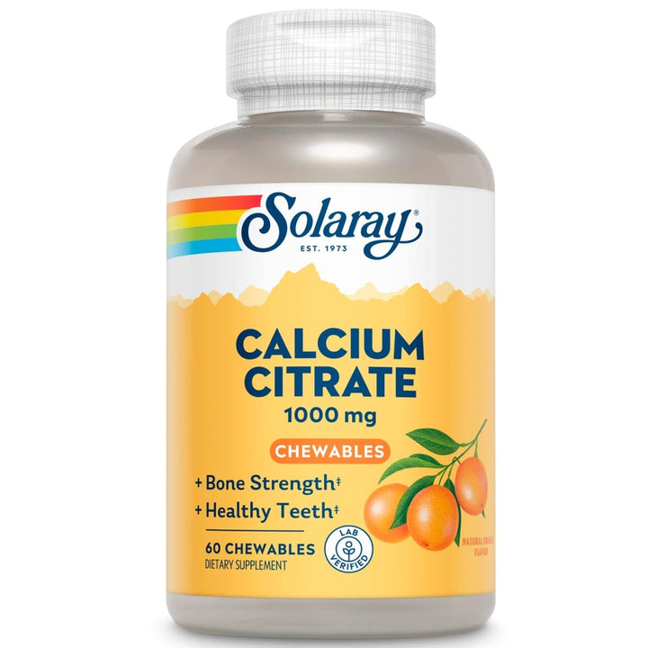 Solaray Calcium Citrate 1000 mg - Natural Orange Flavor 60 Chewables - The Oasis of Health