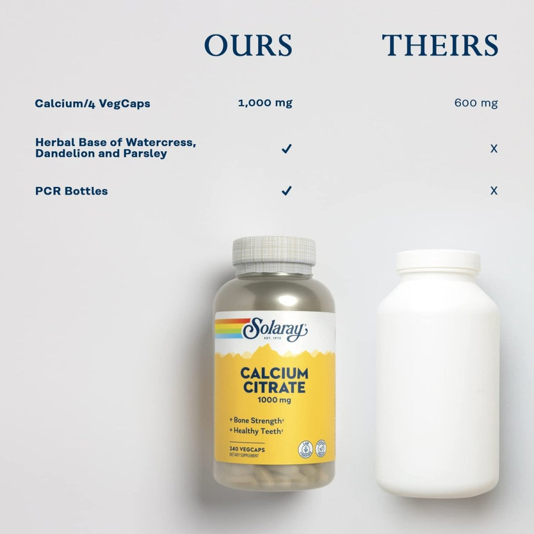Solaray Calcium Citrate 1000mg, 240 Count - The Oasis of Health